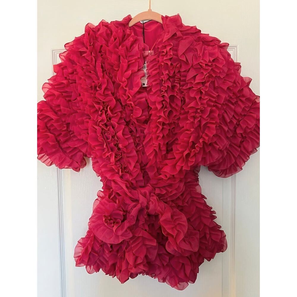 ZARA Pink Textured Statement Coat NWT Couture Barbiecore Jacket - Picture 15 of 16